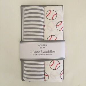 NEW Baby Blankets Newborn (0-3M) Baseballs and Stripes | Modern Baby